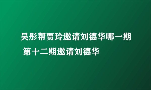 吴彤帮贾玲邀请刘德华哪一期 第十二期邀请刘德华