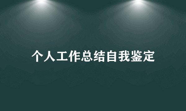 个人工作总结自我鉴定