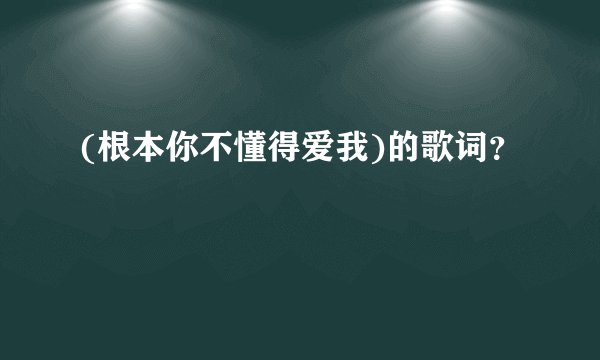 (根本你不懂得爱我)的歌词?