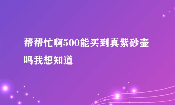 帮帮忙啊500能买到真紫砂壶吗我想知道