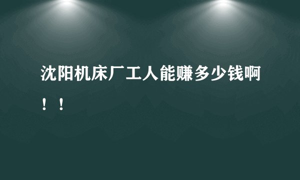 沈阳机床厂工人能赚多少钱啊!!