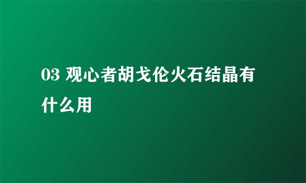 03 观心者胡戈伦火石结晶有什么用