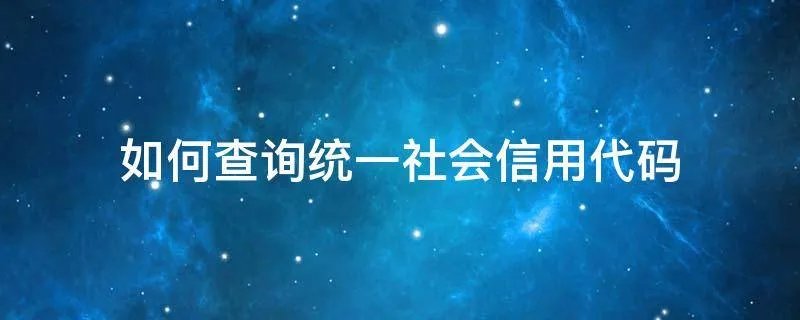 如何查询统一社会信用代码