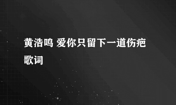 黄浩鸣 爱你只留下一道伤疤 歌词