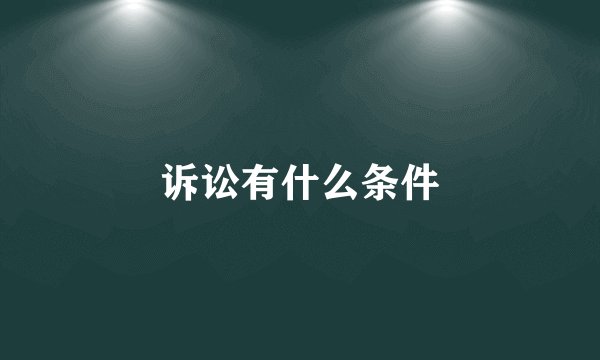 诉讼有什么条件