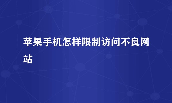 苹果手机怎样限制访问不良网站