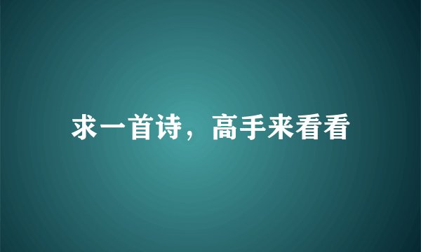 求一首诗，高手来看看
