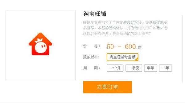 淘宝旺铺专业版多少钱