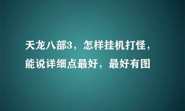 天龙八部3，怎样挂机打怪，能说详细点最好，最好有图