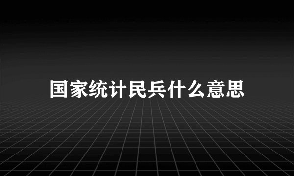 国家统计民兵什么意思