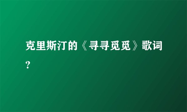 克里斯汀的《寻寻觅觅》歌词？