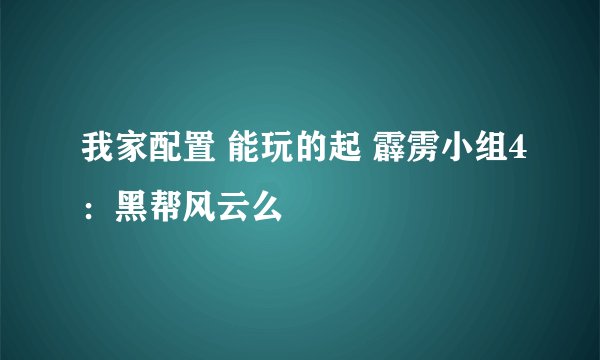 我家配置 能玩的起 霹雳小组4：黑帮风云么