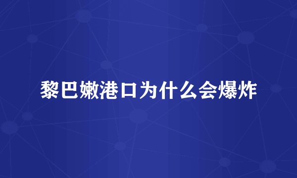 黎巴嫩港口为什么会爆炸