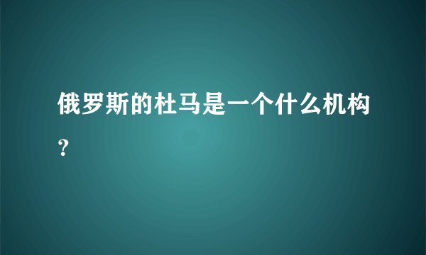 俄罗斯的杜马是一个什么机构？