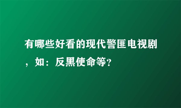 有哪些好看的现代警匪电视剧，如：反黑使命等？