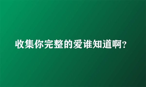 收集你完整的爱谁知道啊？