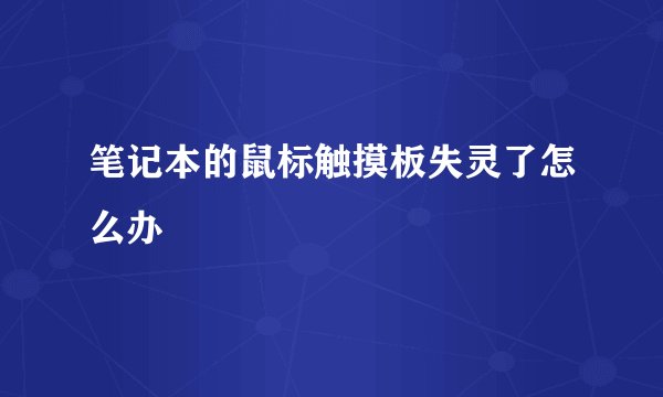 笔记本的鼠标触摸板失灵了怎么办
