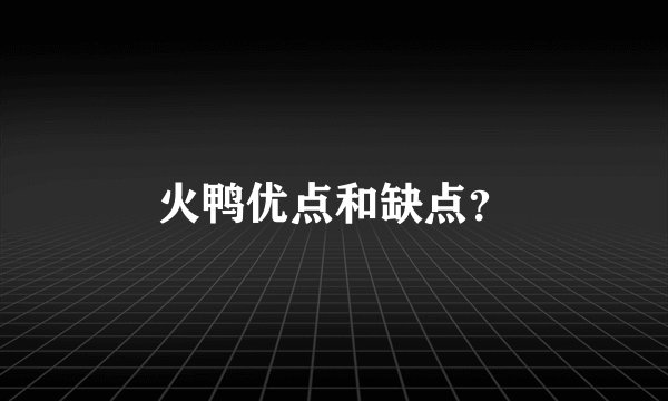 火鸭优点和缺点？