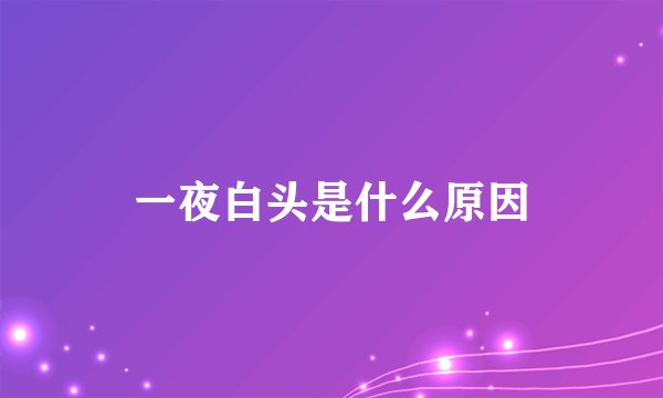 一夜白头是什么原因