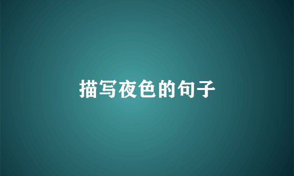 描写夜色的句子