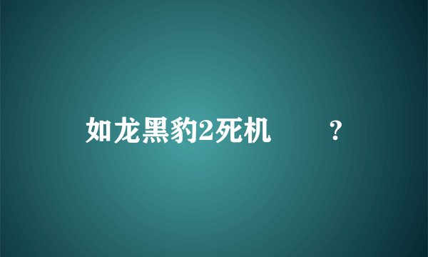 如龙黑豹2死机問題?
