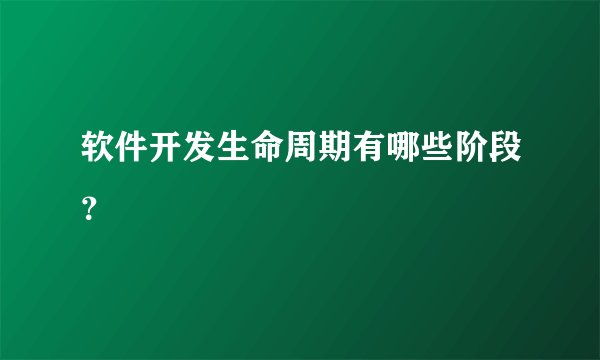 软件开发生命周期有哪些阶段？