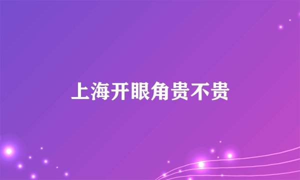 上海开眼角贵不贵