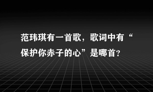 范玮琪有一首歌，歌词中有“保护你赤子的心”是哪首？