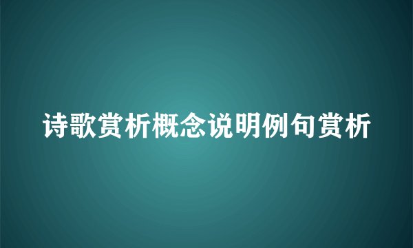 诗歌赏析概念说明例句赏析