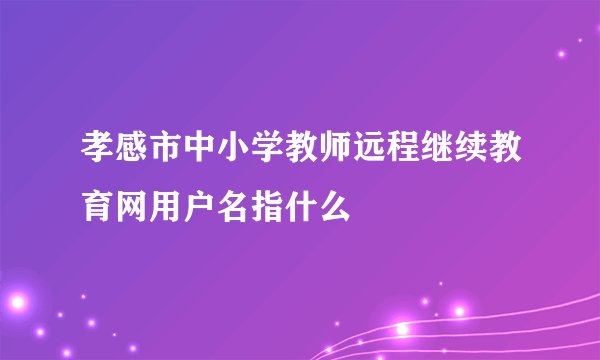 孝感市中小学教师远程继续教育网用户名指什么