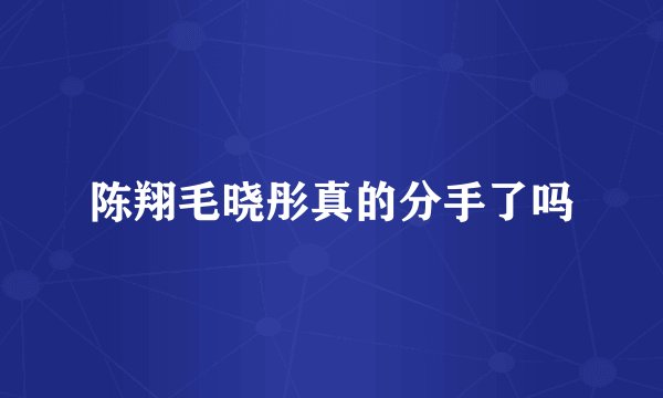 陈翔毛晓彤真的分手了吗