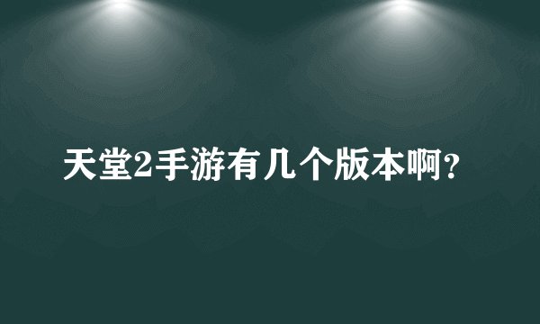 天堂2手游有几个版本啊？