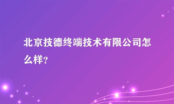 北京技德终端技术有限公司怎么样？