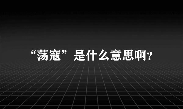 “荡寇”是什么意思啊？