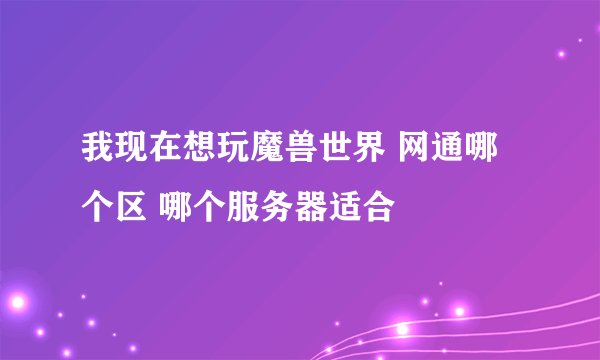 我现在想玩魔兽世界 网通哪个区 哪个服务器适合