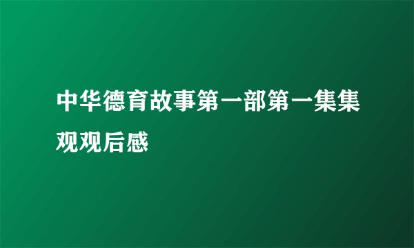 中华德育故事第一部第一集集观观后感