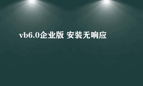 vb6.0企业版 安装无响应