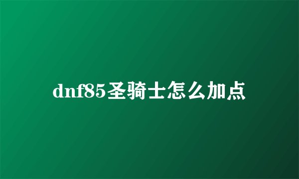 dnf85圣骑士怎么加点