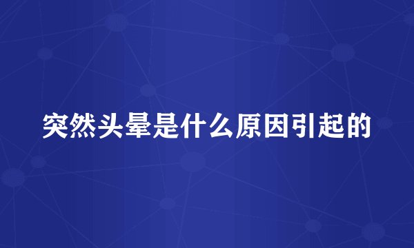 突然头晕是什么原因引起的