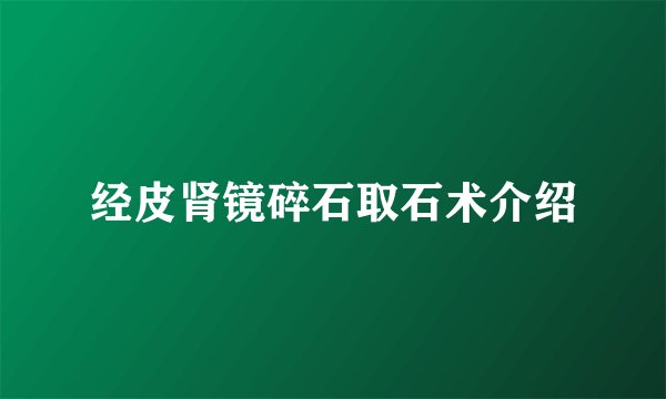 经皮肾镜碎石取石术介绍