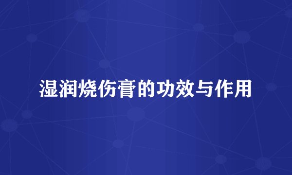 湿润烧伤膏的功效与作用