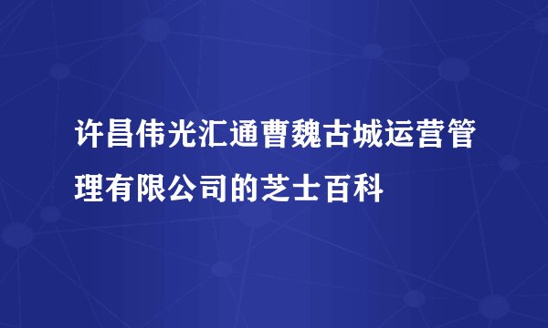许昌伟光汇通曹魏古城运营管理有限公司的芝士百科