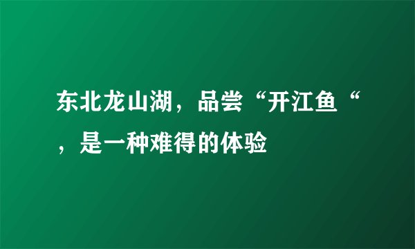 东北龙山湖，品尝“开江鱼“，是一种难得的体验