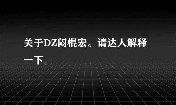 关于DZ闷棍宏。请达人解释一下。