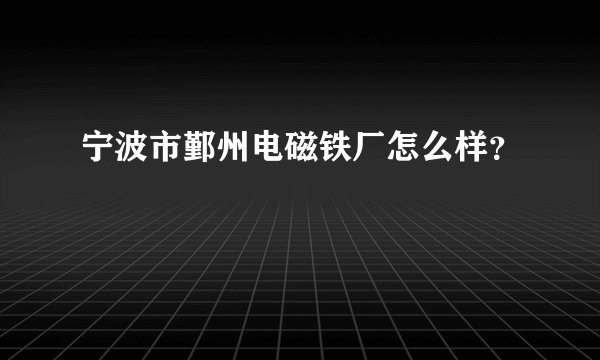 宁波市鄞州电磁铁厂怎么样?