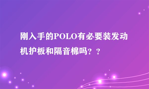 刚入手的POLO有必要装发动机护板和隔音棉吗？？