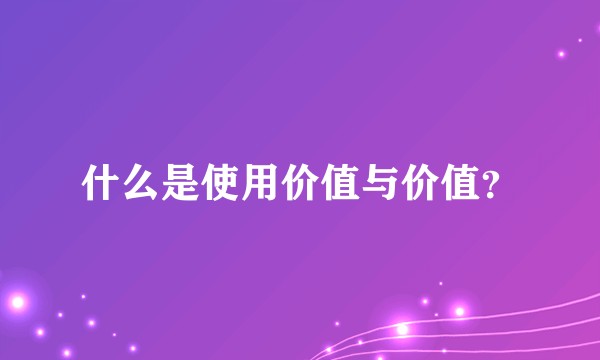 什么是使用价值与价值？