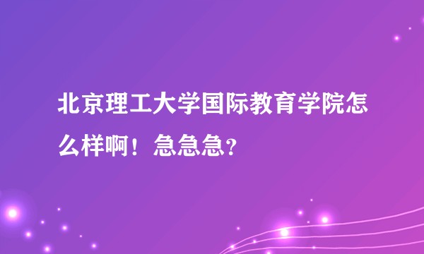 北京理工大学国际教育学院怎么样啊！急急急？