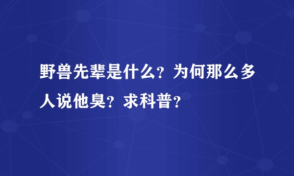 野兽先辈是什么？为何那么多人说他臭？求科普？