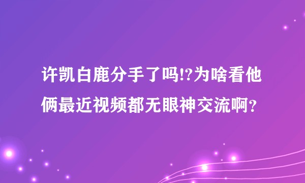 许凯白鹿分手了吗!?为啥看他俩最近视频都无眼神交流啊？